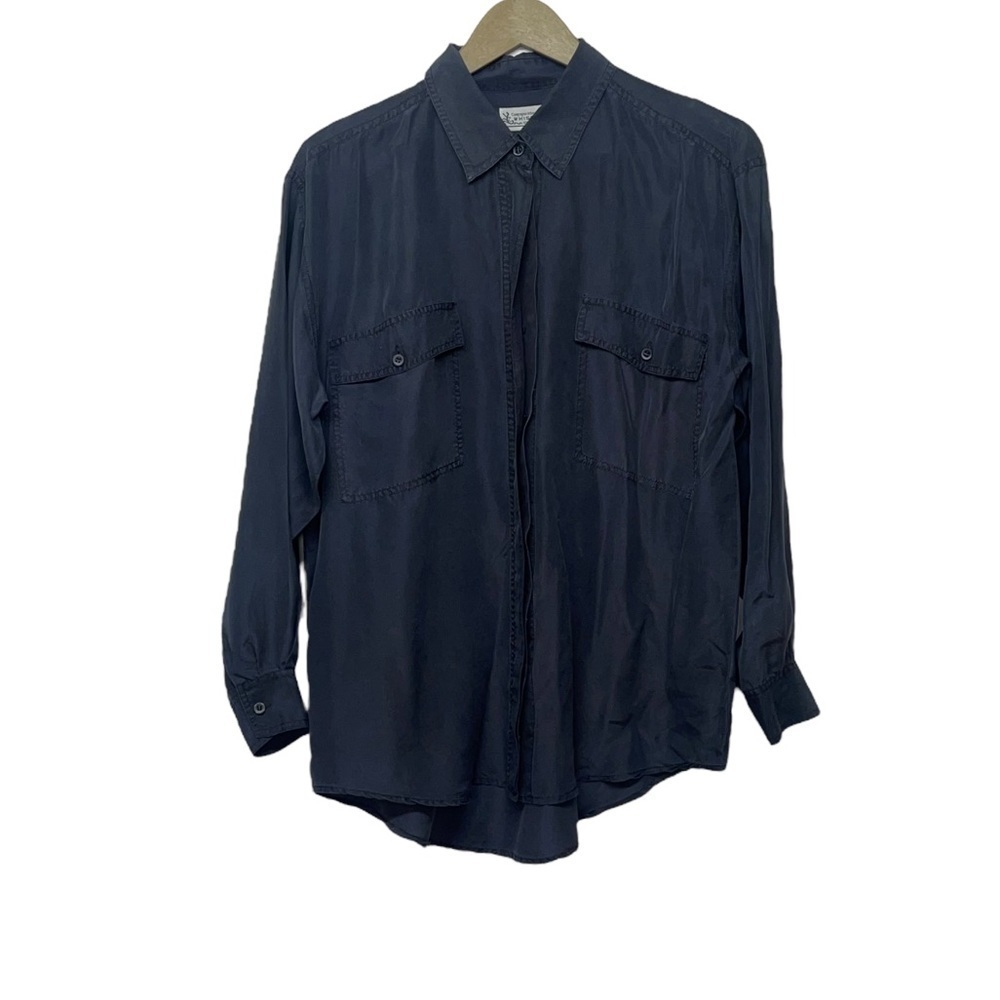 Whistles Gray 100% Silk Button‎ Up Shirt Size Small